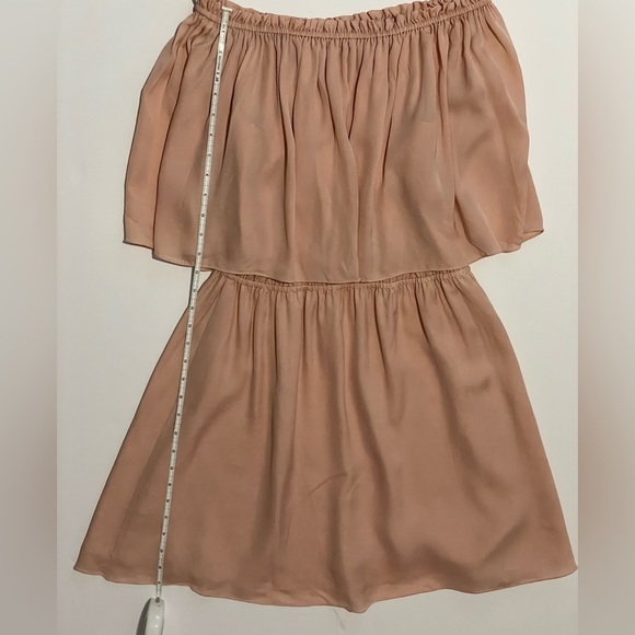 Halston Heritage Peack Pink Silk Off shoulder Flounce Ruffle Mini dress 6 - Picture 3 of 10